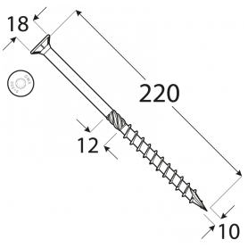 Wkręt ciesielski z łbem stożkowym 10mm - CS - karton DMX - 14