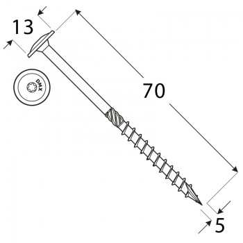 Wkręty ciesielskie z łbem talerzowym 5mm - CT - karton DMX - 14