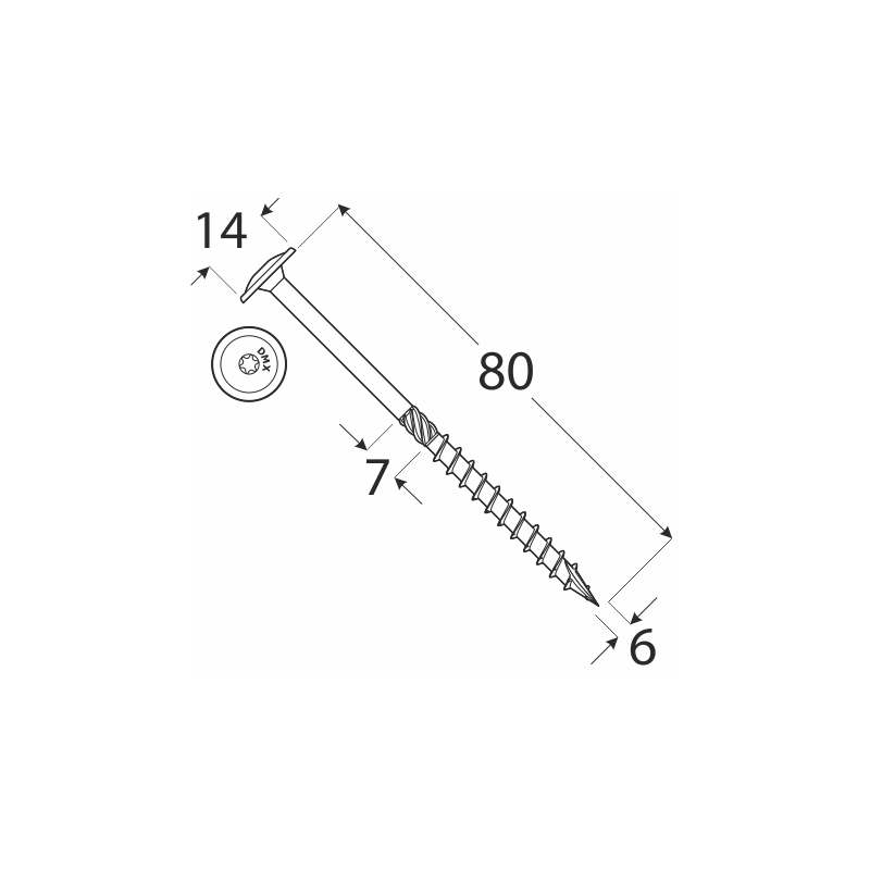 Wkręt ciesielski z łbem talerzowym 6mm - CT - karton DMX - 10