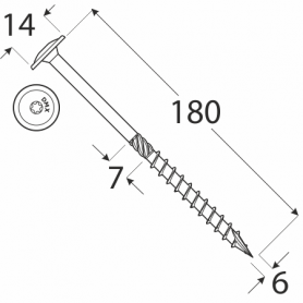 Wkręt ciesielski z łbem talerzowym 6mm - CT - karton DMX - 15