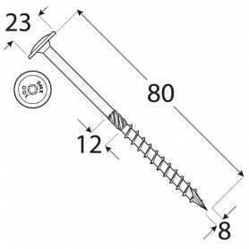Wkręt ciesielski z łbem talerzowym 8mm - CT - karton DMX - 12