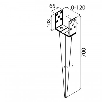 Podstawa słupa - wbijana regulowana - PSGR GRUNDLINE - 4