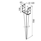 Podstawa słupa - wbijana regulowana - PSGR GRUNDLINE - 4