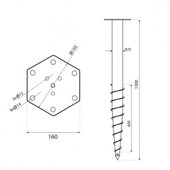 Podstawa słupa - wkręcana do ziemi - PWM GRUNDLINE - 12