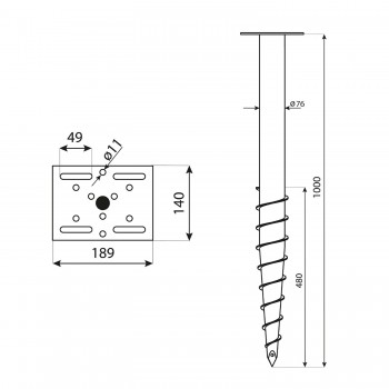 Podstawa słupa - wkręcana do ziemi - PWF GRUNDLINE - 4