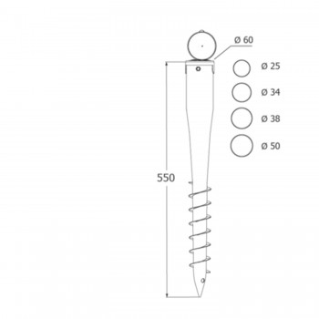 Podstawa słupa - wkręcana - PWO 60x550x1,7 GRUNDLINE - 7