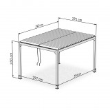 Zestaw Pergola tarasowa, szara aluminiowa - Kea II 3x4m + ścianka + roleta GRINDI IN THE GARDEN - 4
