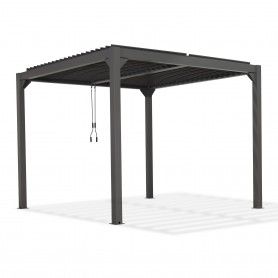 Pergola tarasowa, szara aluminiowa z otwieranym dachem - Kea I 3x3m Grindi - 1