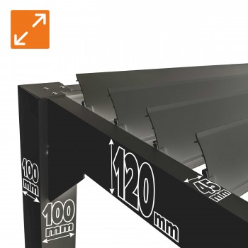 Zestaw Pergola tarasowa, szara aluminiowa - Kea I 3x3m + ścianka przesuwna + roleta GRINDI IN THE GARDEN - 10