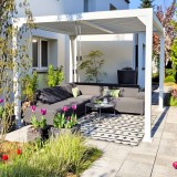 Zestaw Pergola tarasowa, biała aluminiowa - Kea II 3x4m + ścianki żaluzjowe + roleta GRINDI IN THE GARDEN - 2