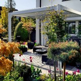 Zestaw Pergola tarasowa, biała aluminiowa - Kea II 3x4m + ścianki żaluzjowe + roleta GRINDI IN THE GARDEN - 6