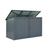 Metalowy domek ogrodowy na kosze na śmieci Cornus II – 101x233x134 cm, kolor szary GRINDI IN THE GARDEN - 1