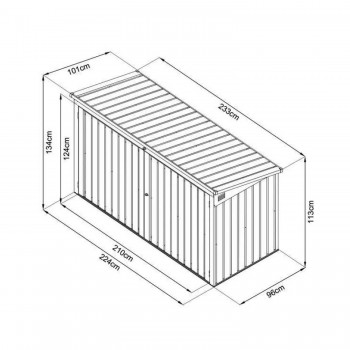 Metalowy domek ogrodowy na kosze na śmieci Cornus II – 101x233x134 cm, kolor szary GRINDI IN THE GARDEN - 4