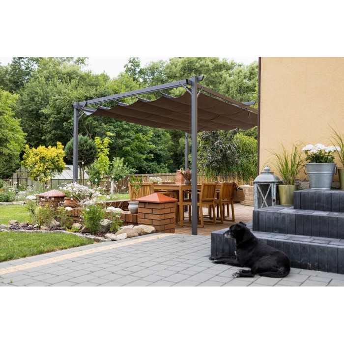 Pergola tarasowa szara z szarym poszyciem - Irda I 2,9x2,9m GRINDI IN THE GARDEN - 3