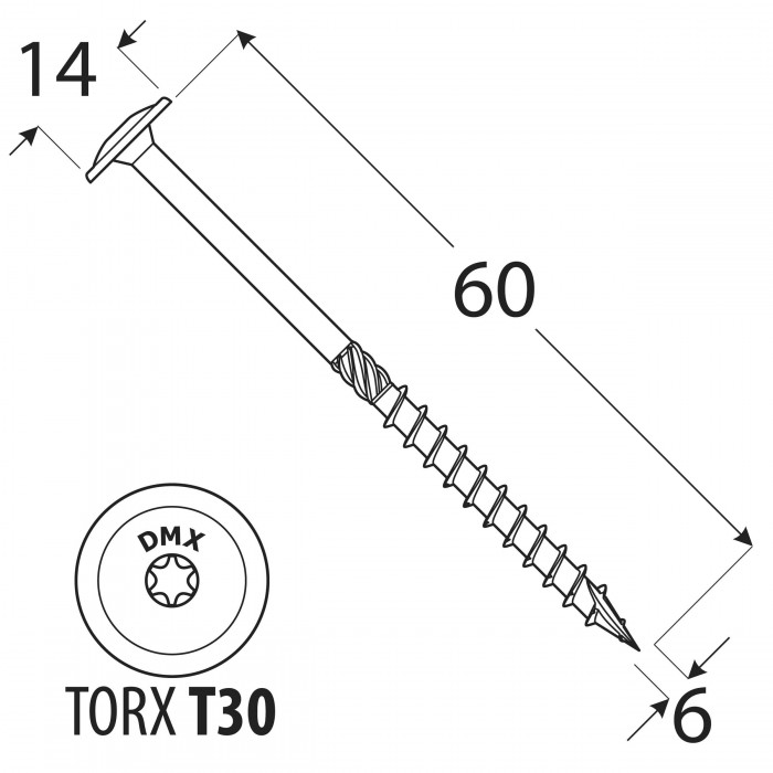 Wkręty do drewna z łbem talerzowym 6 mm - CT - karton
