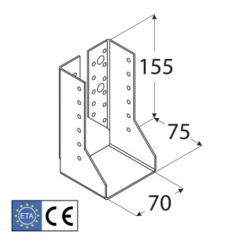 Wieszak belki zagięty – uchwyt belki drewnianej WBZ - 10szt DMX - 4