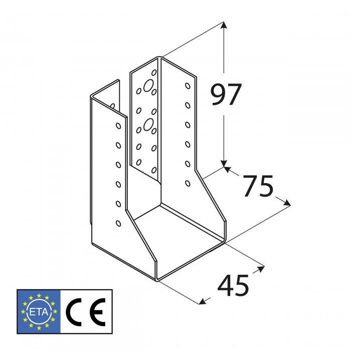 Wieszak belki zagięty – uchwyt belki drewnianej WBZ - 10szt DMX - 2