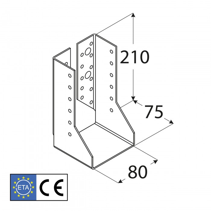 Wieszak belki zagięty – uchwyt belki drewnianej WBZ - 10szt DMX - 16