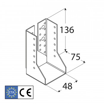 Wieszak belki zagięty – uchwyt belki drewnianej WBZ - 10szt DMX - 34