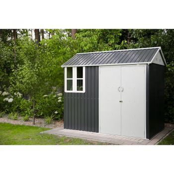 Domek ogrodowy metalowy 1,2 x 2,6 x 2,3m szary - Domek narzędziowy Betula GRINDI IN THE GARDEN - 9