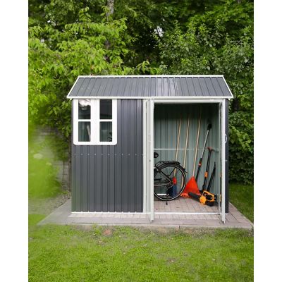 Domek ogrodowy metalowy 1,2 x 2,6 x 2,3m szary - Domek narzędziowy Betula GRINDI IN THE GARDEN - 3