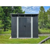 Domek narzędziowy metalowy 2,4 x 2,4 x 2,0 m szary - Domek ogrodowy Ribes II GRINDI IN THE GARDEN - 6