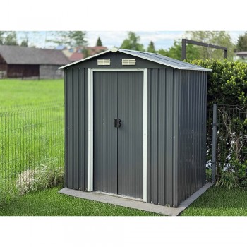 Domek ogrodowy metalowy 1,3 x 1,9 x 2,0 m szary - Domek narzędziowy Sorbus I GRINDI IN THE GARDEN - 3