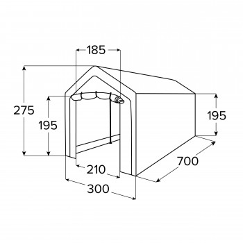 Namiot garażowy PE 300x700x274 szary - NG 3