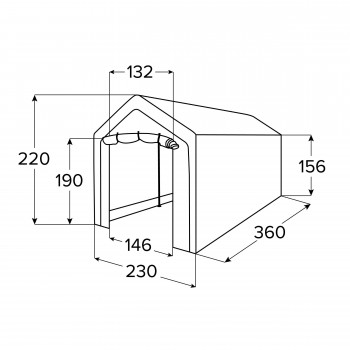 Namiot garażowy PE 230x360x230 szary - NG 8