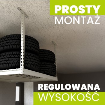 Półka garażowa sufitowa metalowa 60x120 - PGF 2 - czarna