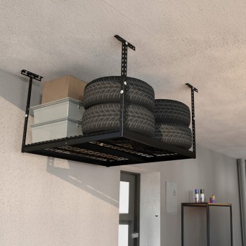 Półka garażowa sufitowa metalowa 60x120 - PGF 2 - czarna