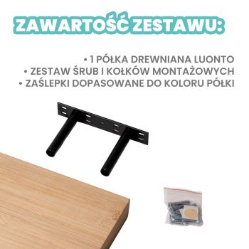Półka ścienna drewniana bambus samowisząca 23cm - Luonto