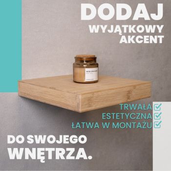 Półka ścienna drewniana bambus samowisząca 23cm - Luonto