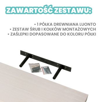 Półka ścienna drewniana paulowania samowisząca 60cm - Luonto