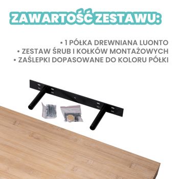 Półka ścienna drewniana bambus samowisząca 60cm - Luonto
