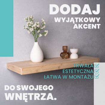 Półka ścienna drewniana bambus samowisząca 60cm - Luonto