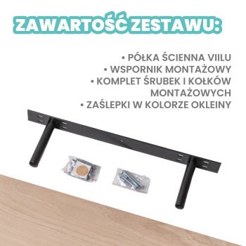 Półka ścienna fornir drewniana samowisząca 23cm - Viilu