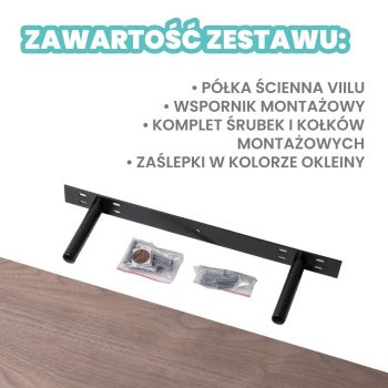 Półka ścienna fornir drewniana samowisząca 60cm - Viilu
