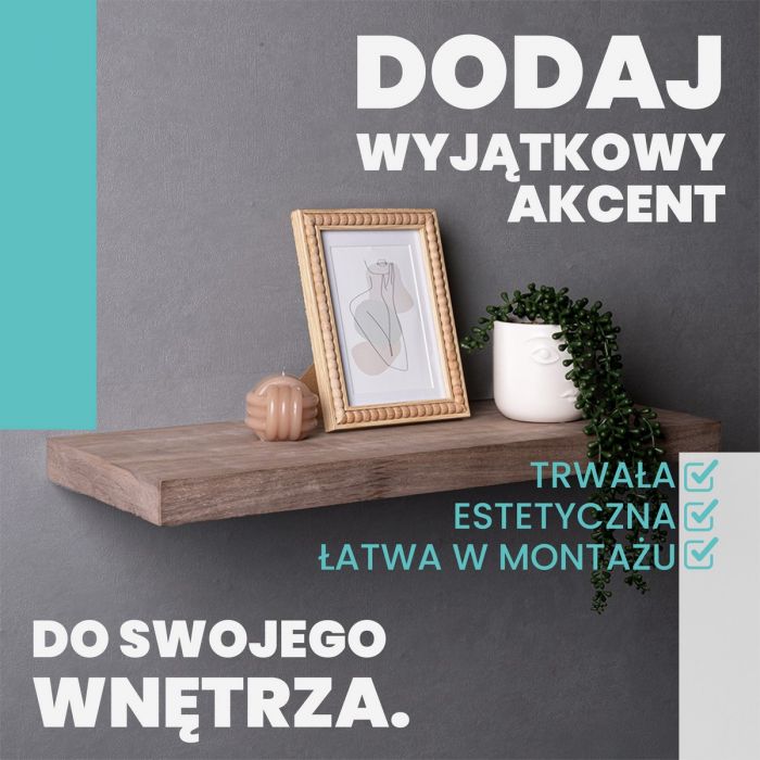 Półka ścienna fornir drewniana samowisząca 60cm - Viilu