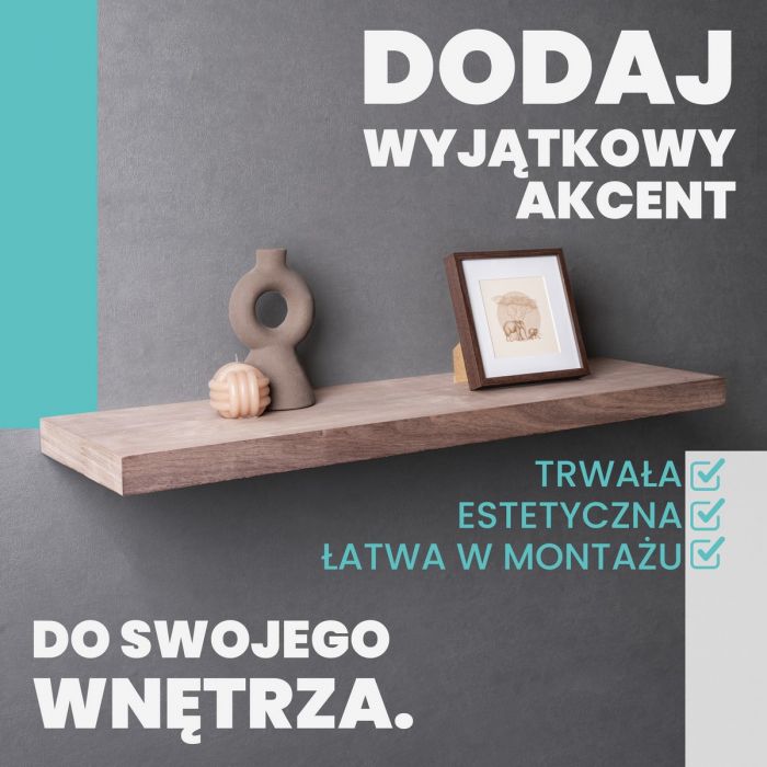 Półka ścienna fornir drewniana samowisząca 80cm - Viilu