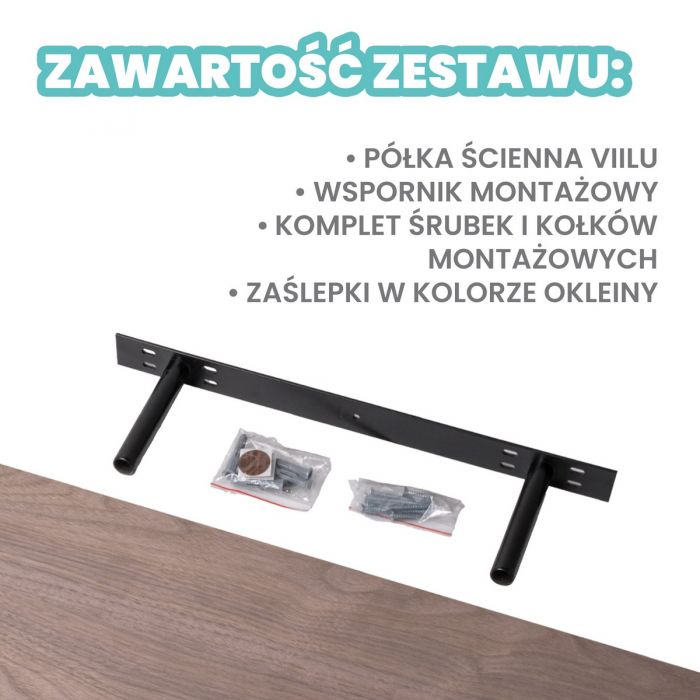 Półka ścienna fornir drewniana samowisząca 118cm - Viilu