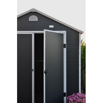 Domek ogrodowy plastikowy 2,4 x 1,9 x 2,4 m szary - Domek narzędziowy Bellis II