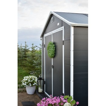 Domek ogrodowy plastikowy 2,4 x 1,9 x 2,4 m szary - Domek narzędziowy Bellis II