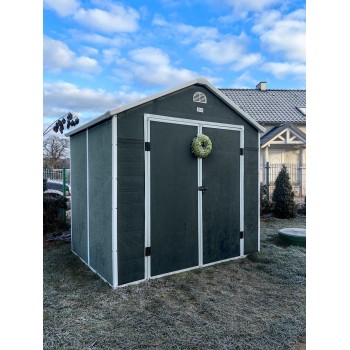 Domek ogrodowy plastikowy 2,4 x 1,9 x 2,4 m szary - Domek narzędziowy Bellis II