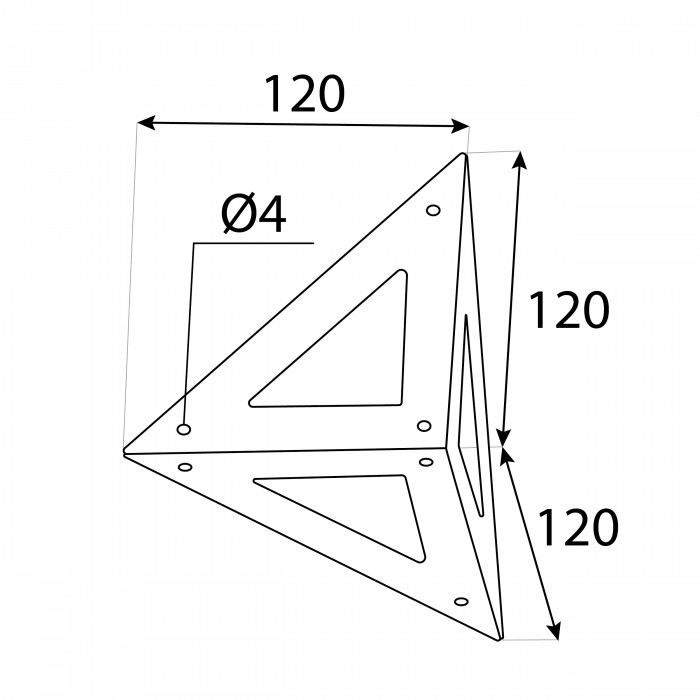 Wspornik półki LOFT czarny 120x120x120 - WOL 1 Velano - 2