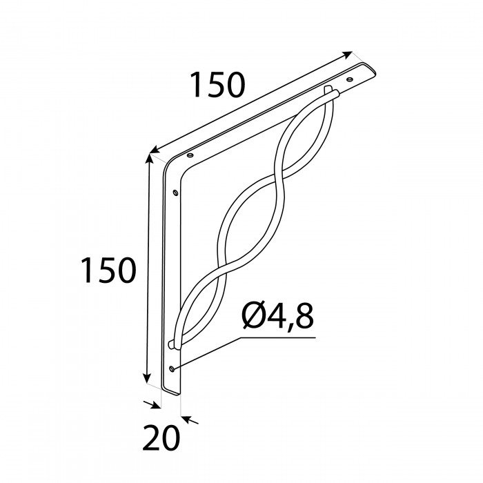 Wspornik półki ozdobny - stalowy - WPRP Velano - 2