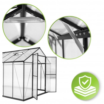 Szklarnia ogrodowa z poliwęglanu - Verbena II - 3x2,5m - czarna GRINDI - 11