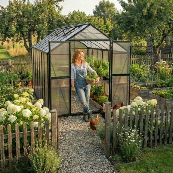 Szklarnia ogrodowa z poliwęglanu - Verbena IV - 4,2x2,5m - czarna GRINDI - 6