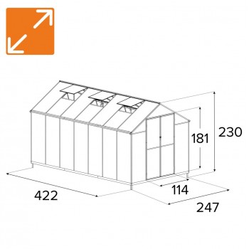 Szklarnia ogrodowa z poliwęglanu - Verbena IV - 4,2x2,5m - czarna GRINDI - 3