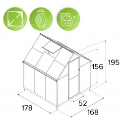 Szklarnia ogrodowa z poliwęglanu 4mm - Viola V - 1,7x1,8m - czarna